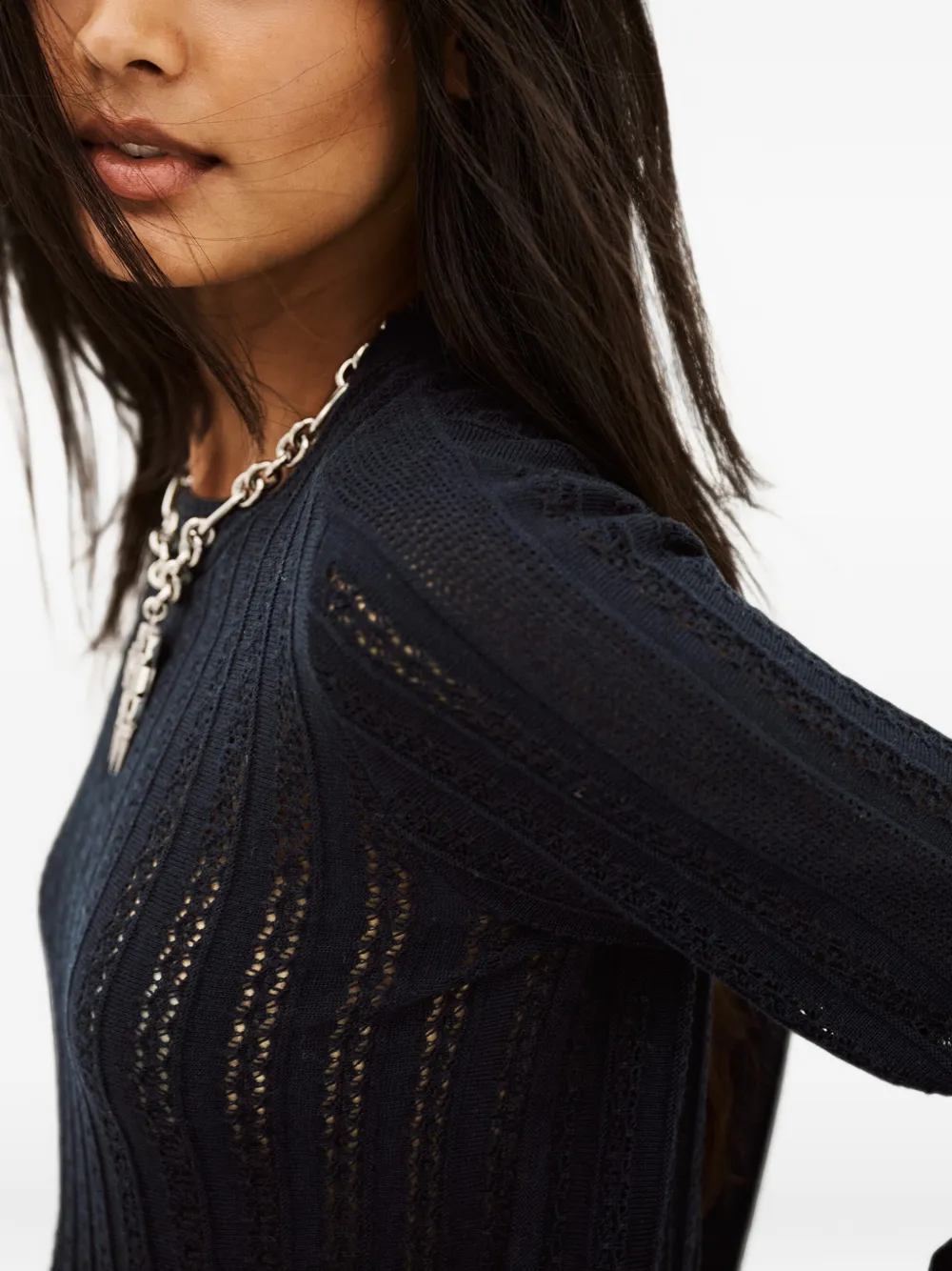 Ba&Sh Dakar pointelle gebreide trui Blauw