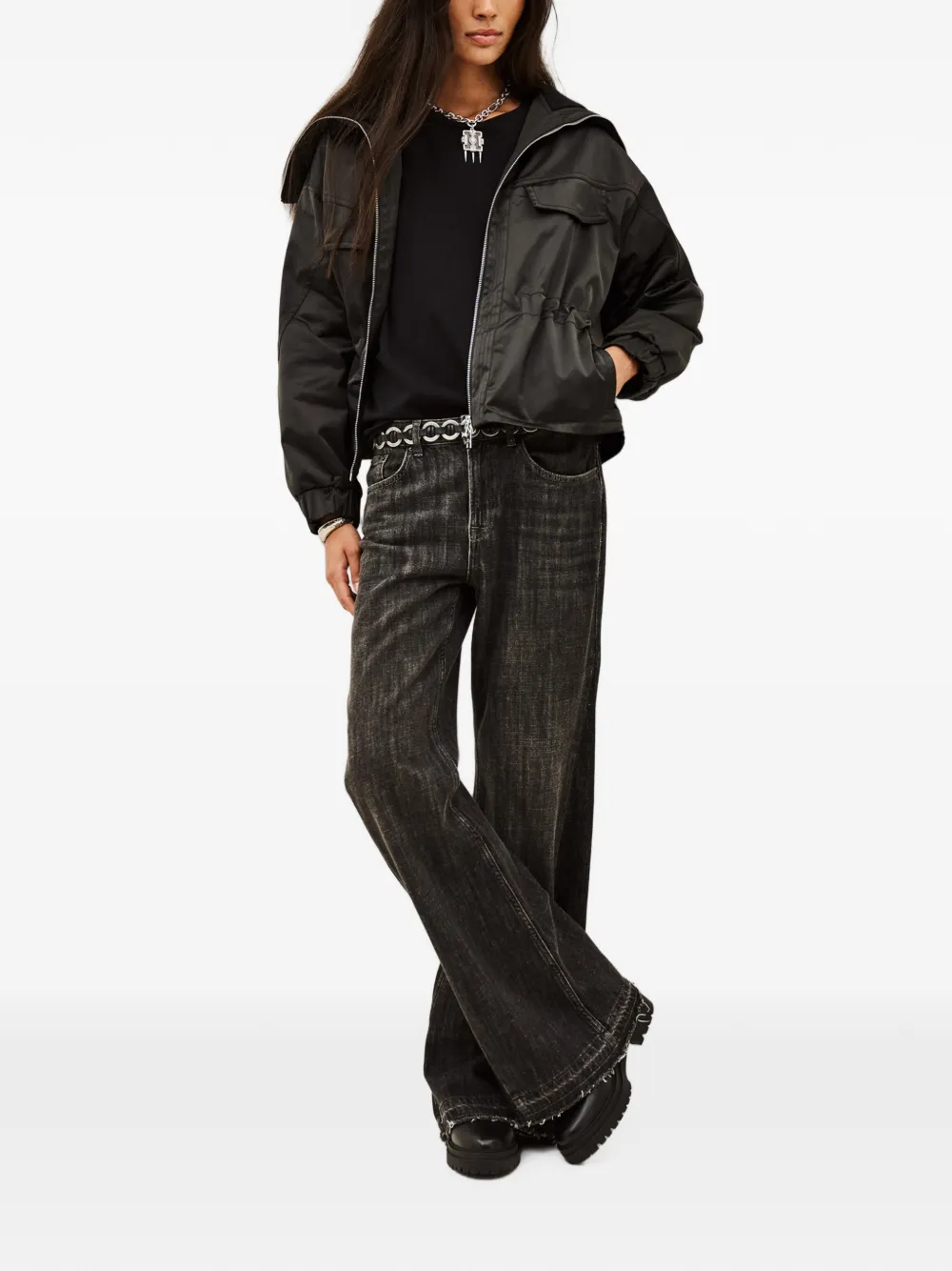 Ba&Sh Indra ribbed-collar jacket Zwart