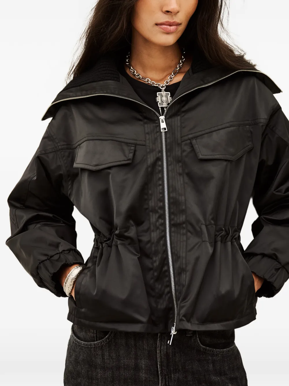 Ba&Sh Indra ribbed-collar jacket Zwart