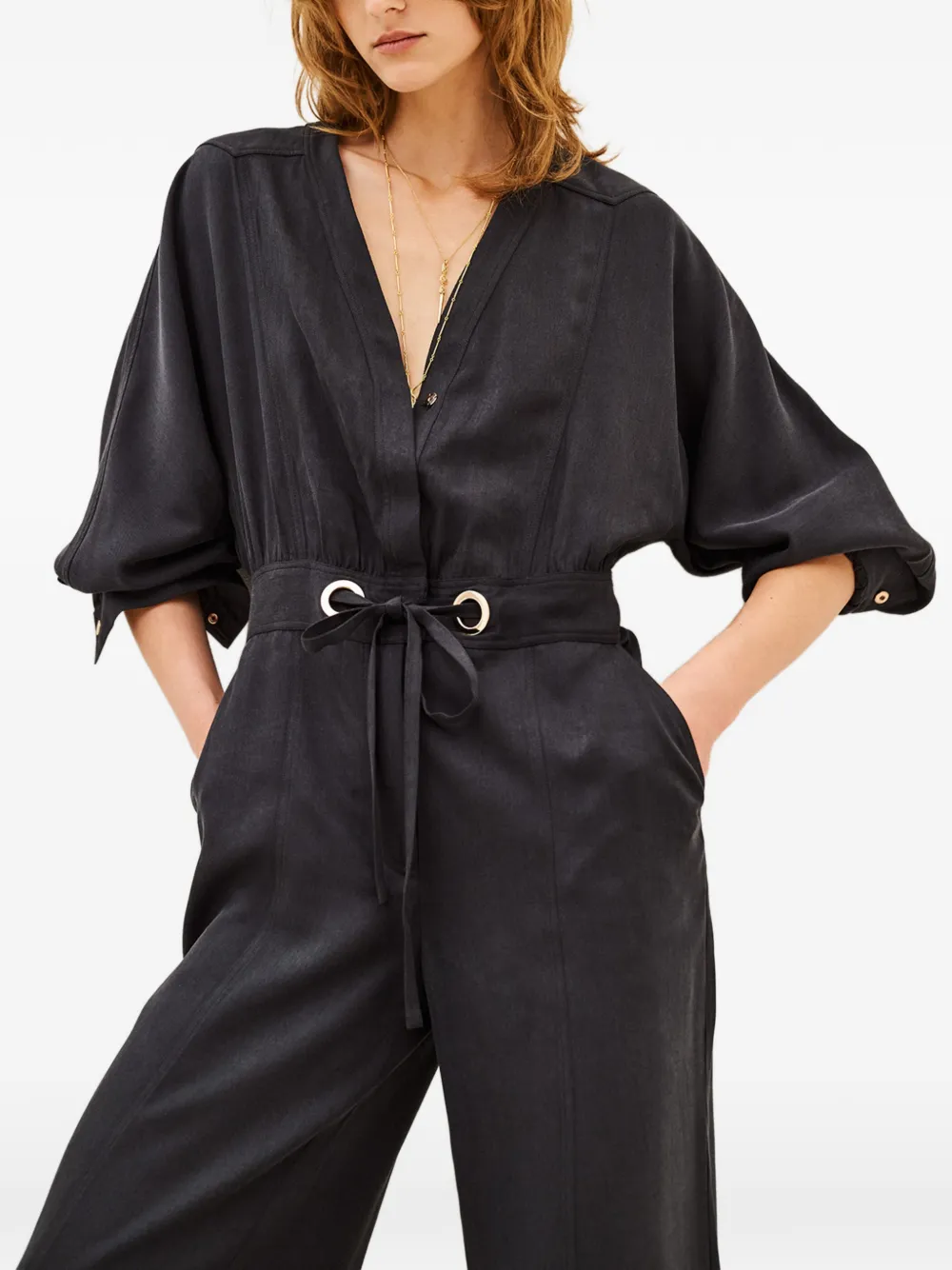 Ba&Sh Pere jumpsuit met trekkoordtaille Zwart