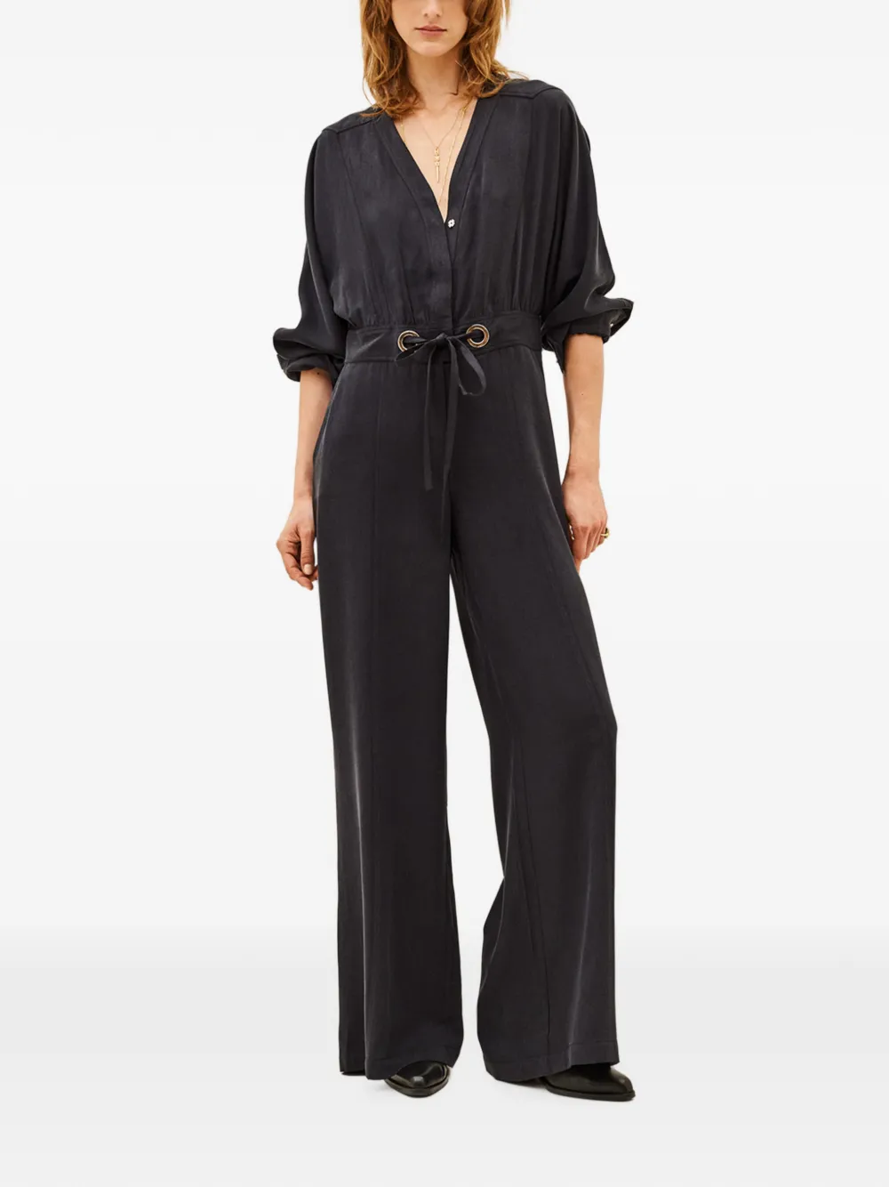 Ba&Sh Pere jumpsuit met trekkoordtaille Zwart