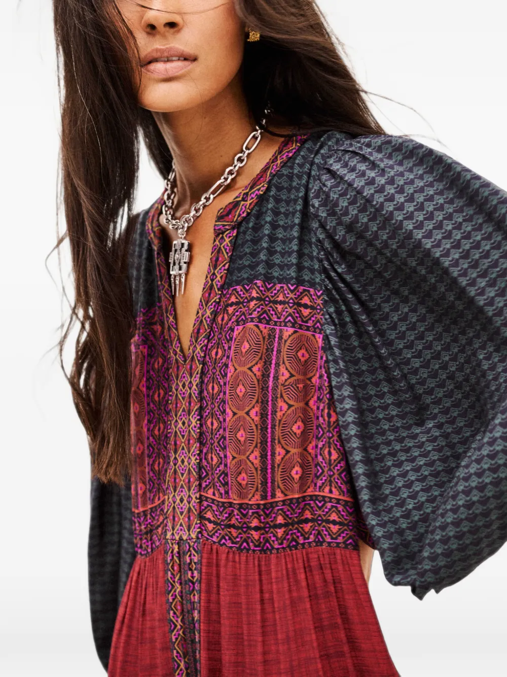 Ba&Sh Olly gelaagde midi-jurk met print Rood