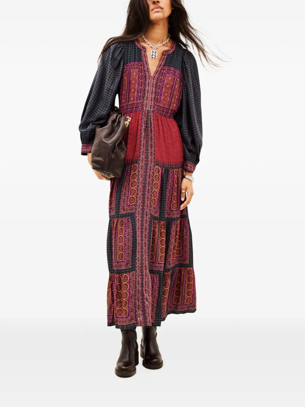 Ba&Sh Olly gelaagde midi-jurk met print Rood