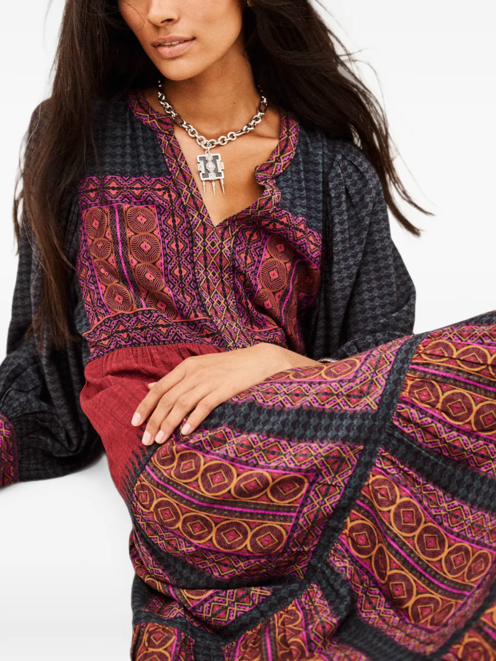 Ba&Sh Olly gelaagde midi-jurk met print Rood