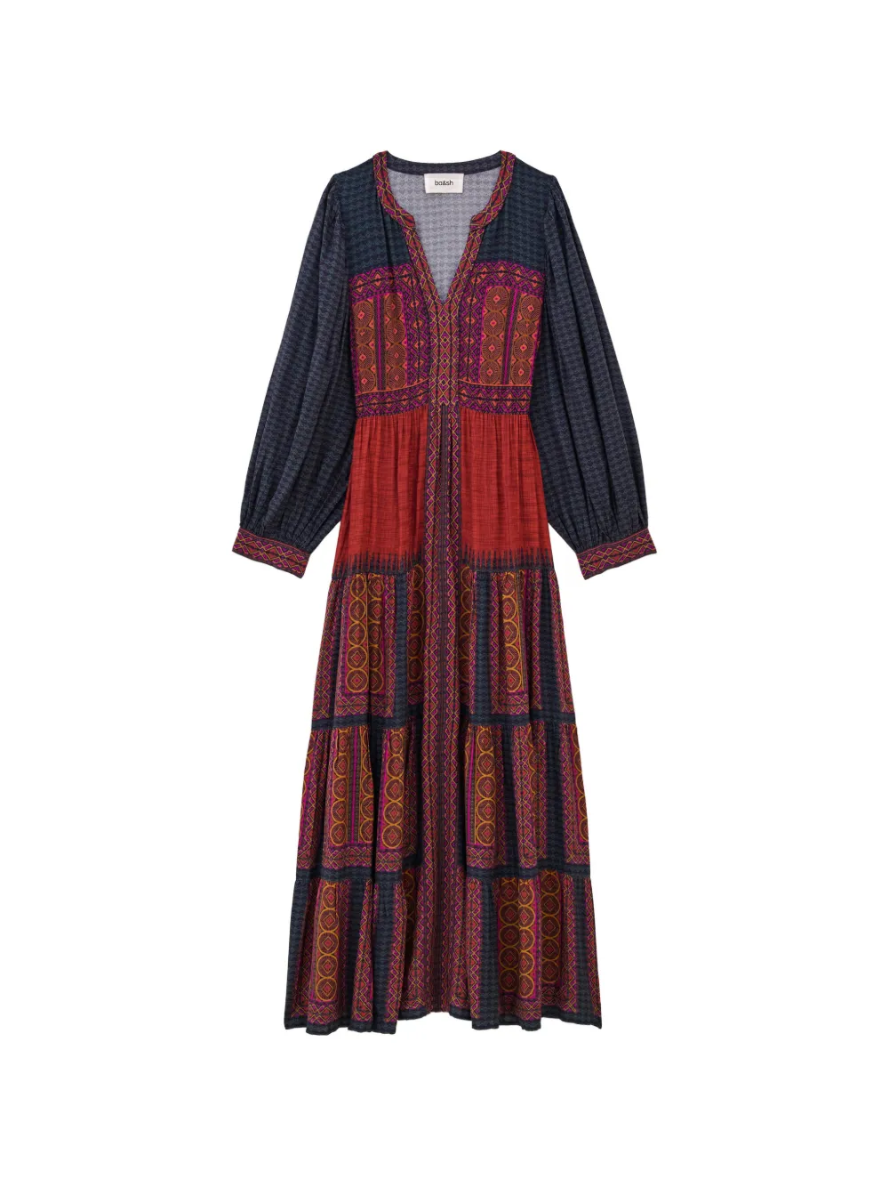 Ba&Sh Olly printed tiered midi dress - Rouge Ba&Sh Olly printed tiered midi dress - Rouge