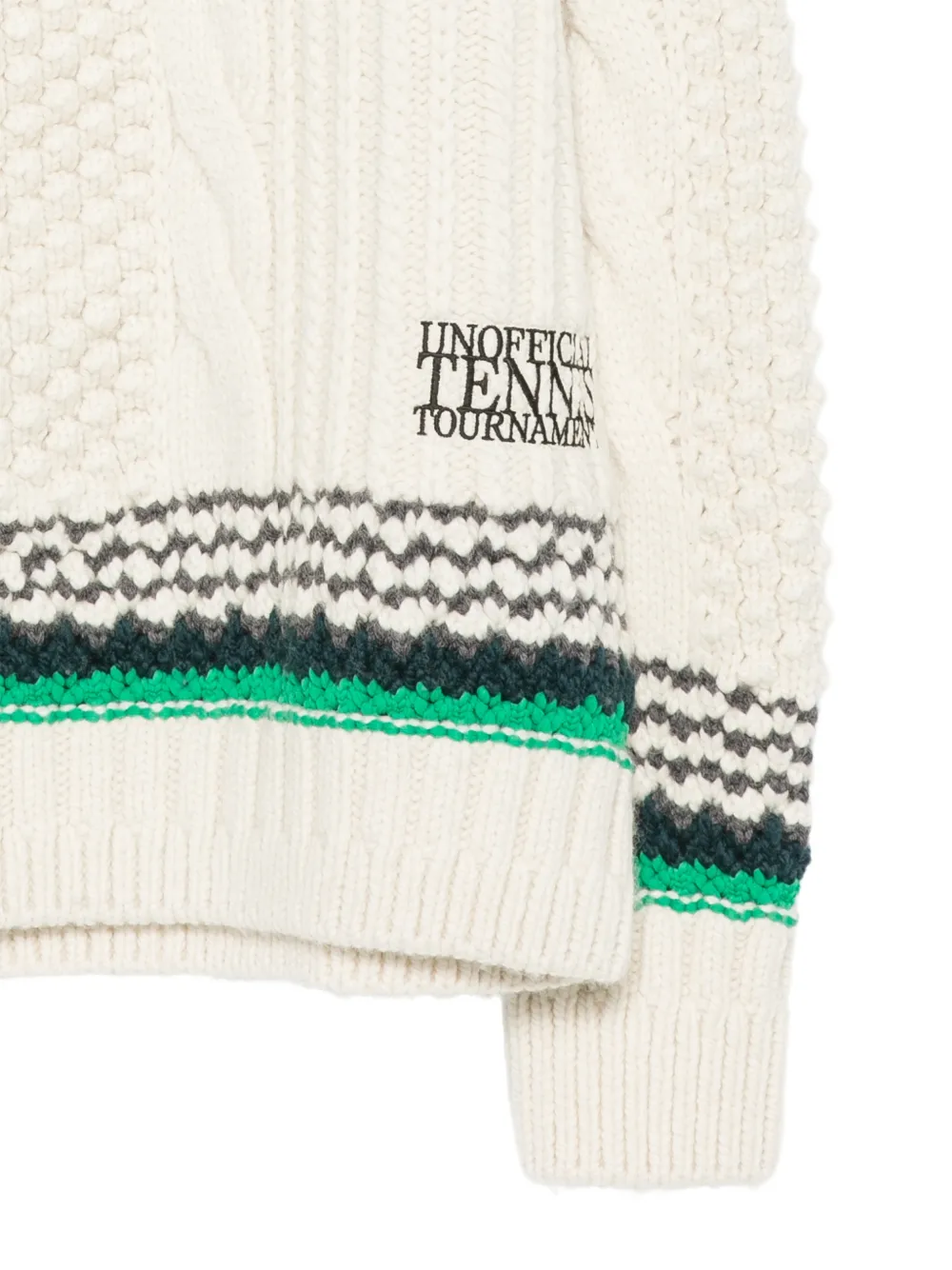 Lacoste cable-knit logo-embroidered sweater Beige