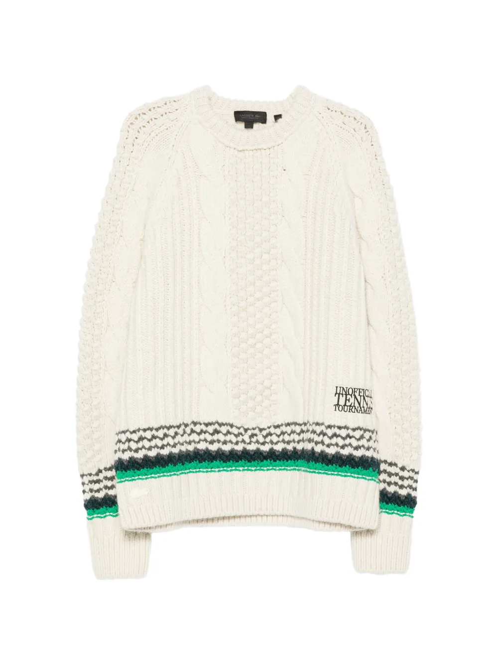 Lacoste cable-knit logo-embroidered sweater Beige