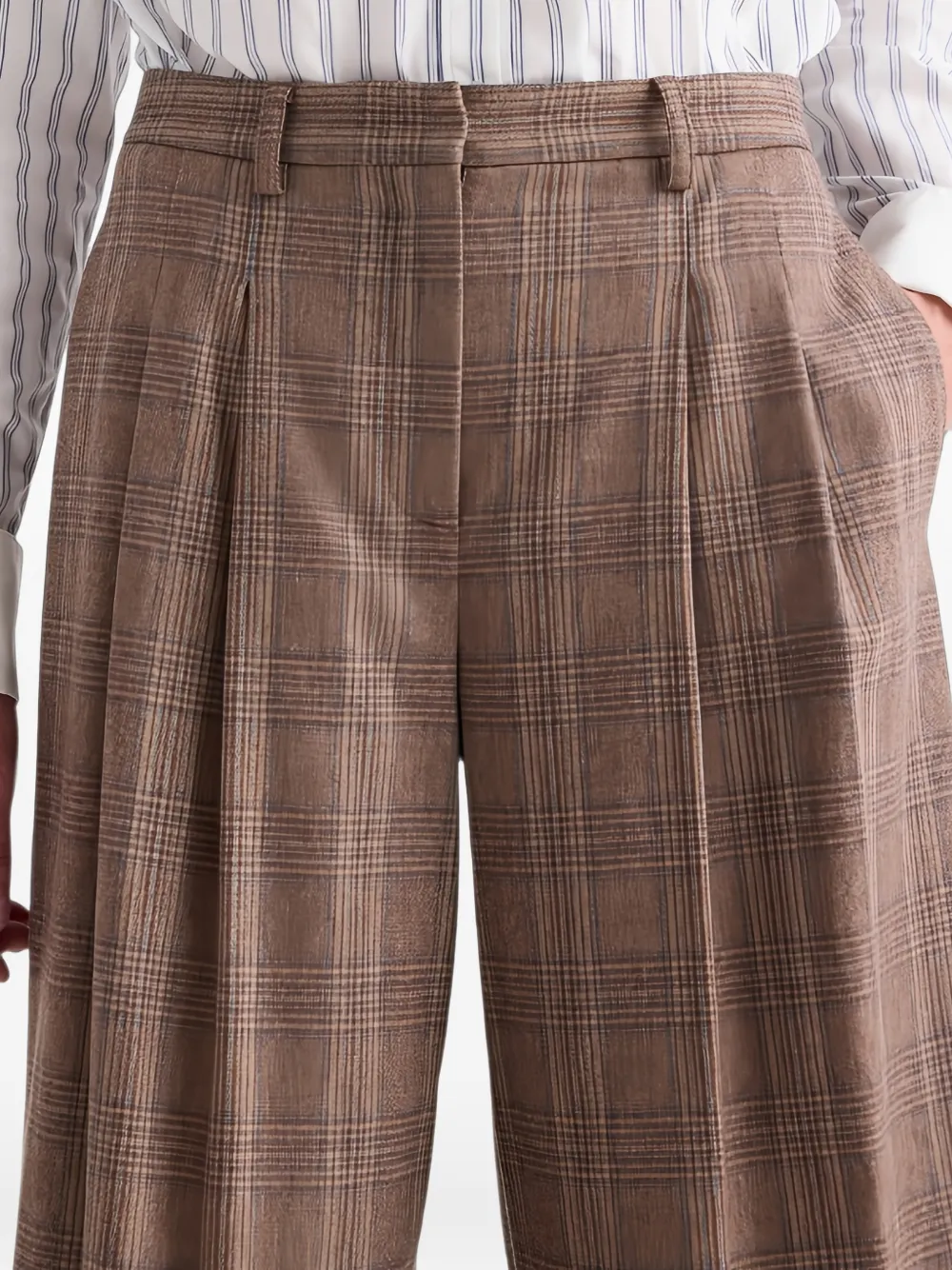TWP Avery geruite wollen pantalon Bruin