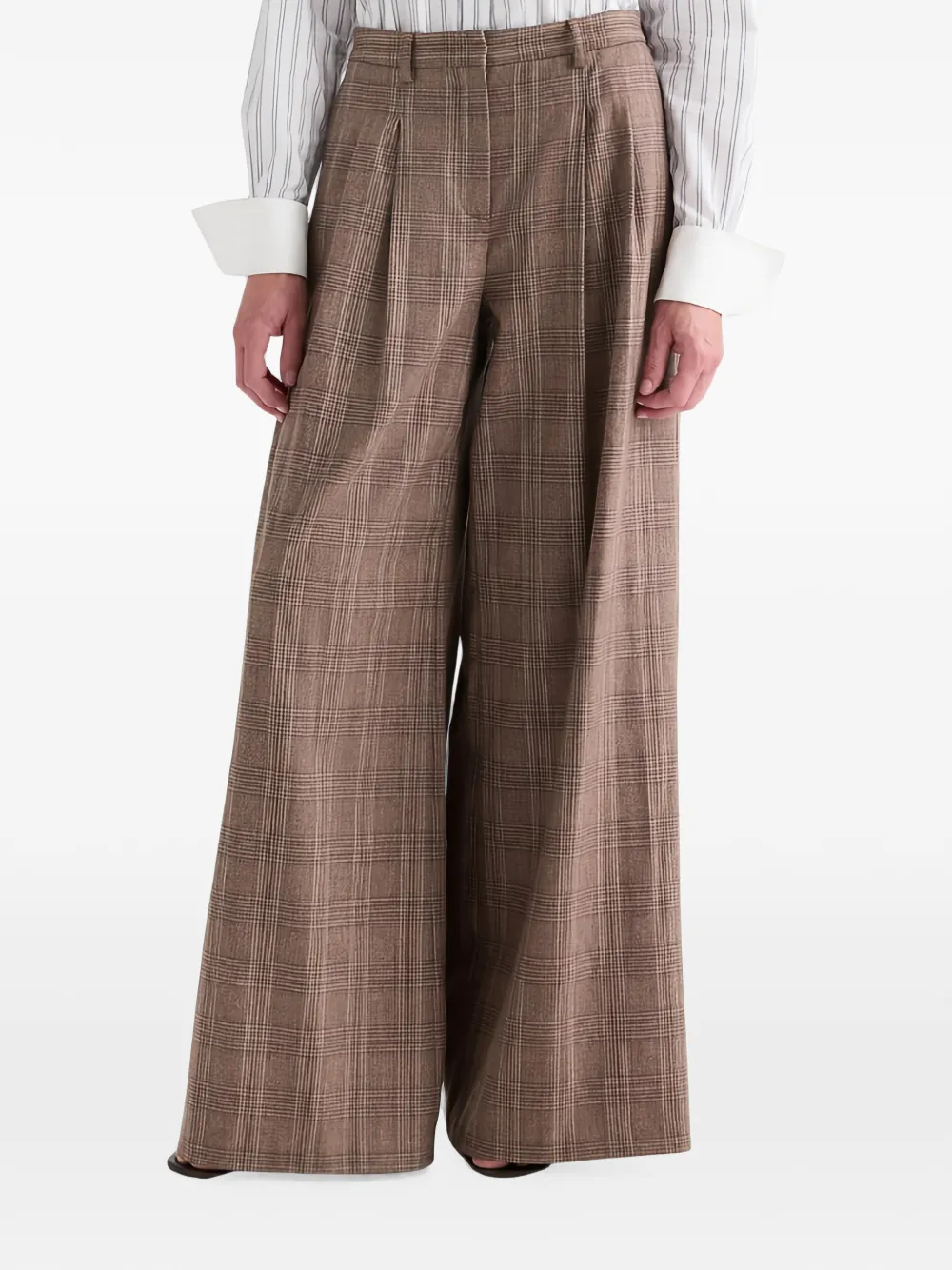 TWP Avery plaid wool tailored trousers - Braun