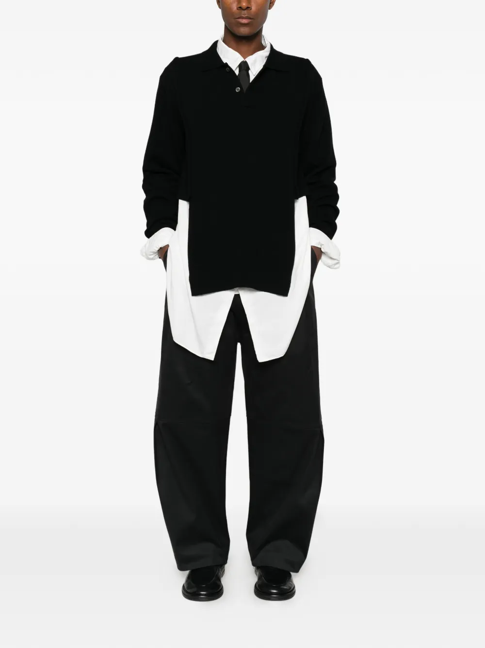 Comme des Garçons Homme Plus Gelaagde trui met lange mouwen Zwart