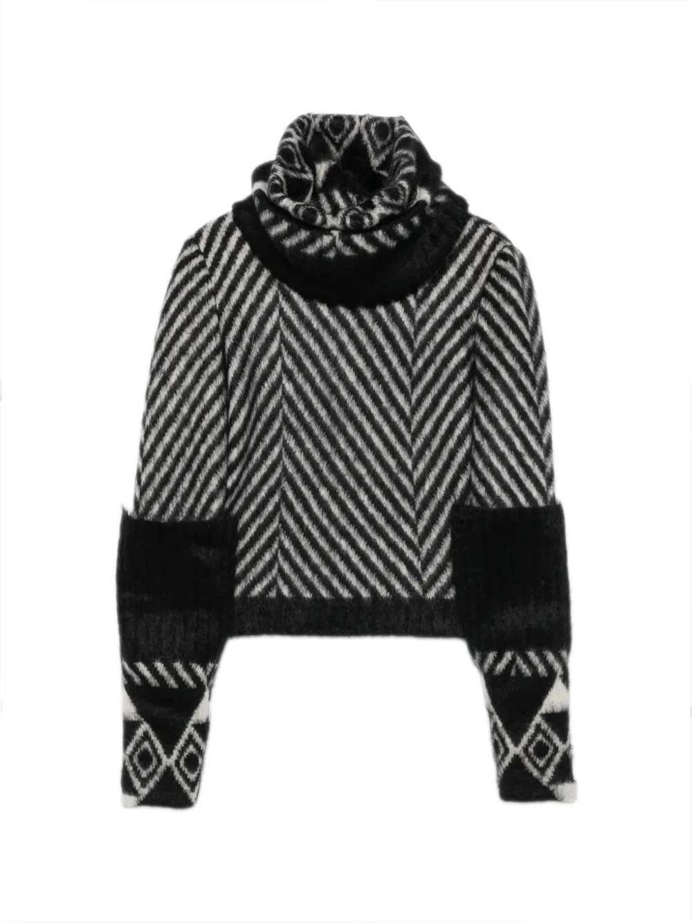 John Galliano Pre-Owned pull en maille à chevrons et col bénitier (années 2010) - Noir John Galliano Pre-Owned pull en maille à chevrons et col bénitier (années 2010) - Noir
