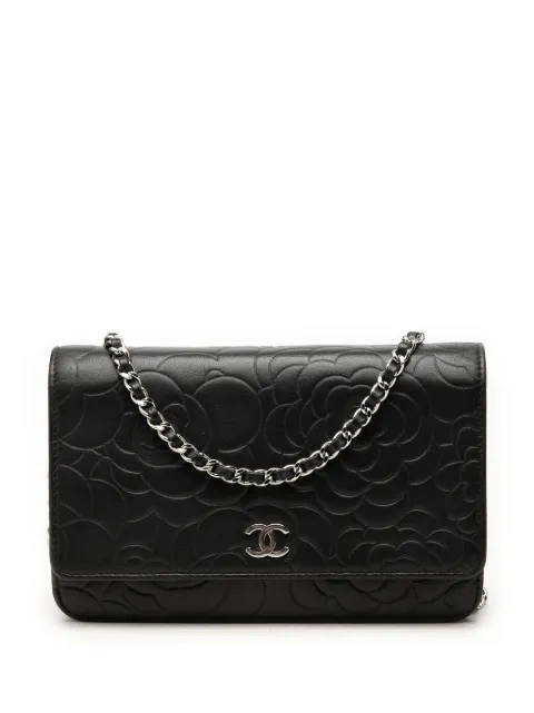 CHANEL Pre-Owned 2010-2011 CC Embossed Lambskin Camellia Wallet On Chain crossbody bag