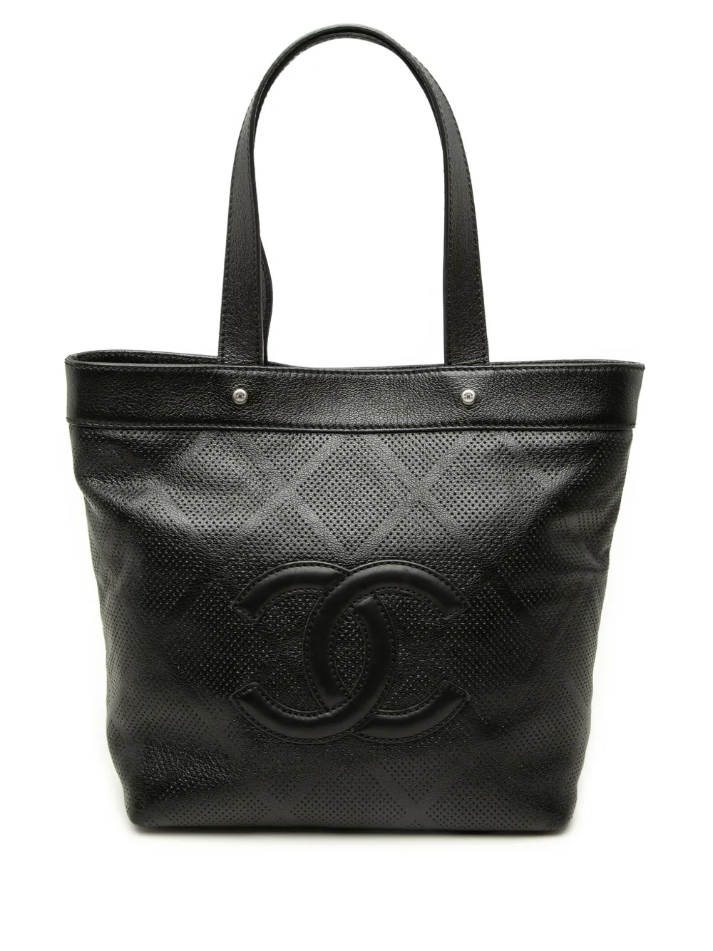 CHANEL Pre-Owned 2006-2008 CC Perforated Lambskin tote bag - Nero