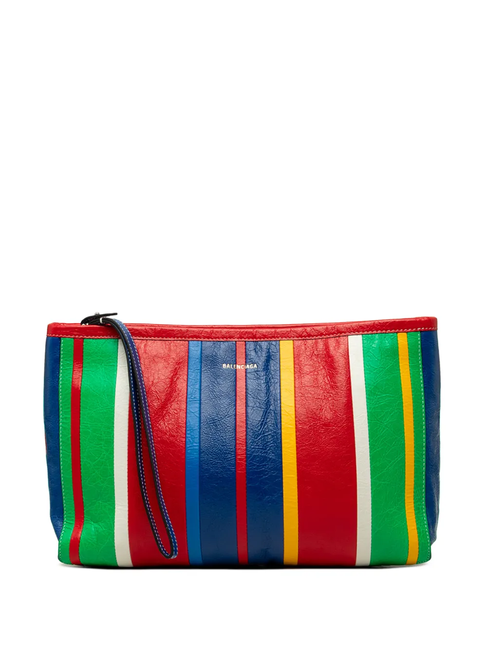 Balenciaga Pre-Owned 2021 Large Lambskin Striped Barbes Z Pouch clutch bag - Rot