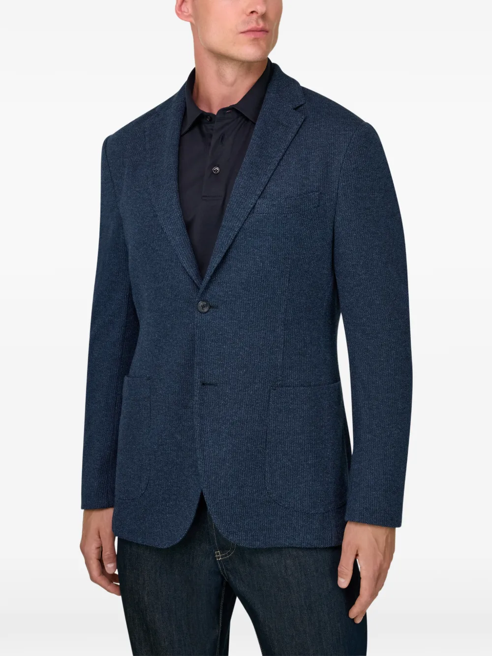 Boggi Milano B-jersey van katoenblend met structuur Blauw