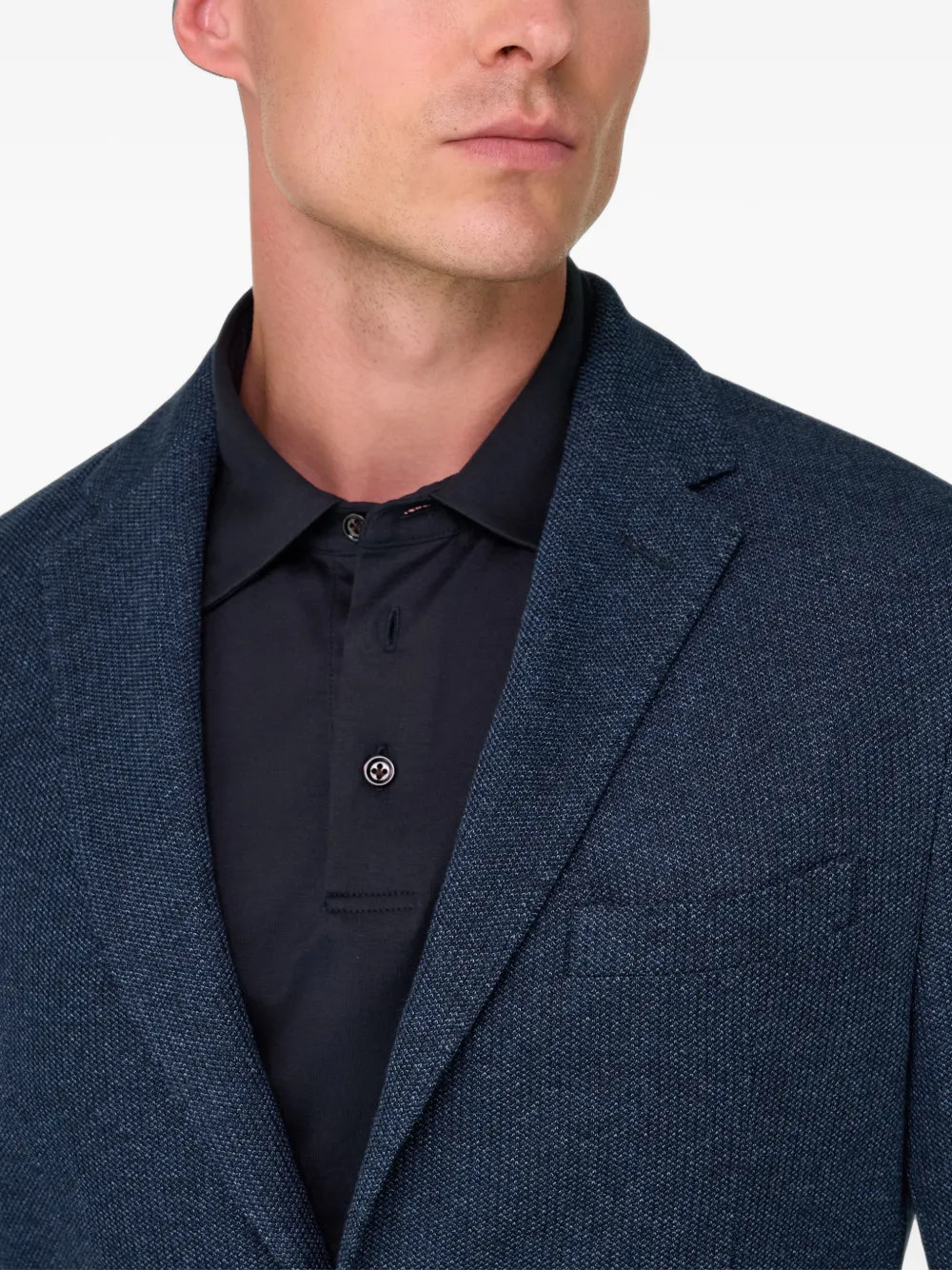 Boggi Milano B-jersey van katoenblend met structuur Blauw