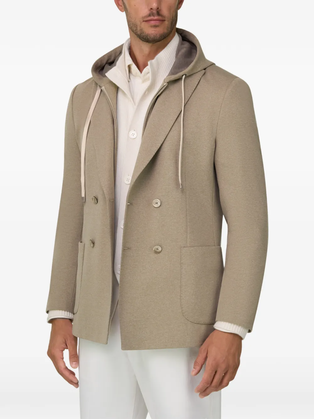 Boggi Milano Madison sweater blazer van katoenen blend B jersey Beige