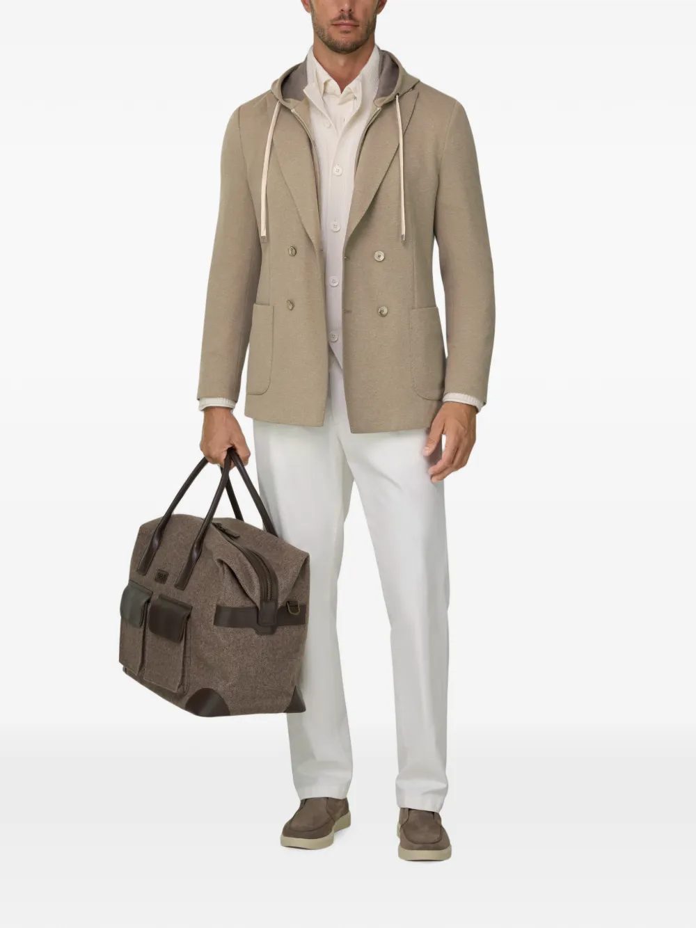 Boggi Milano Madison sweater blazer van katoenen blend B jersey Beige