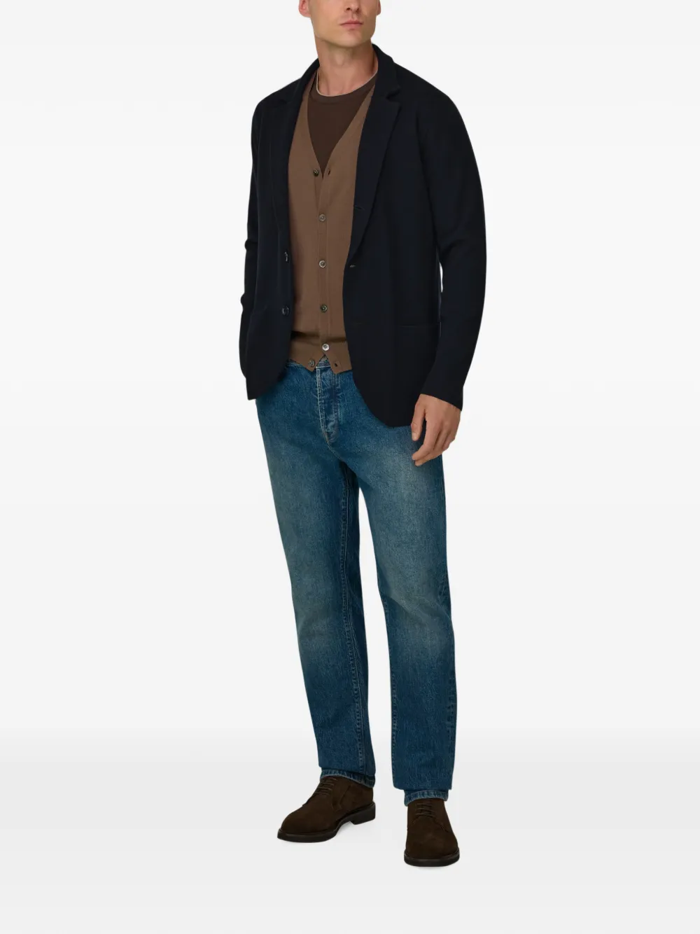 Boggi Milano Gebreid jack van extrafijne merinowol Blauw