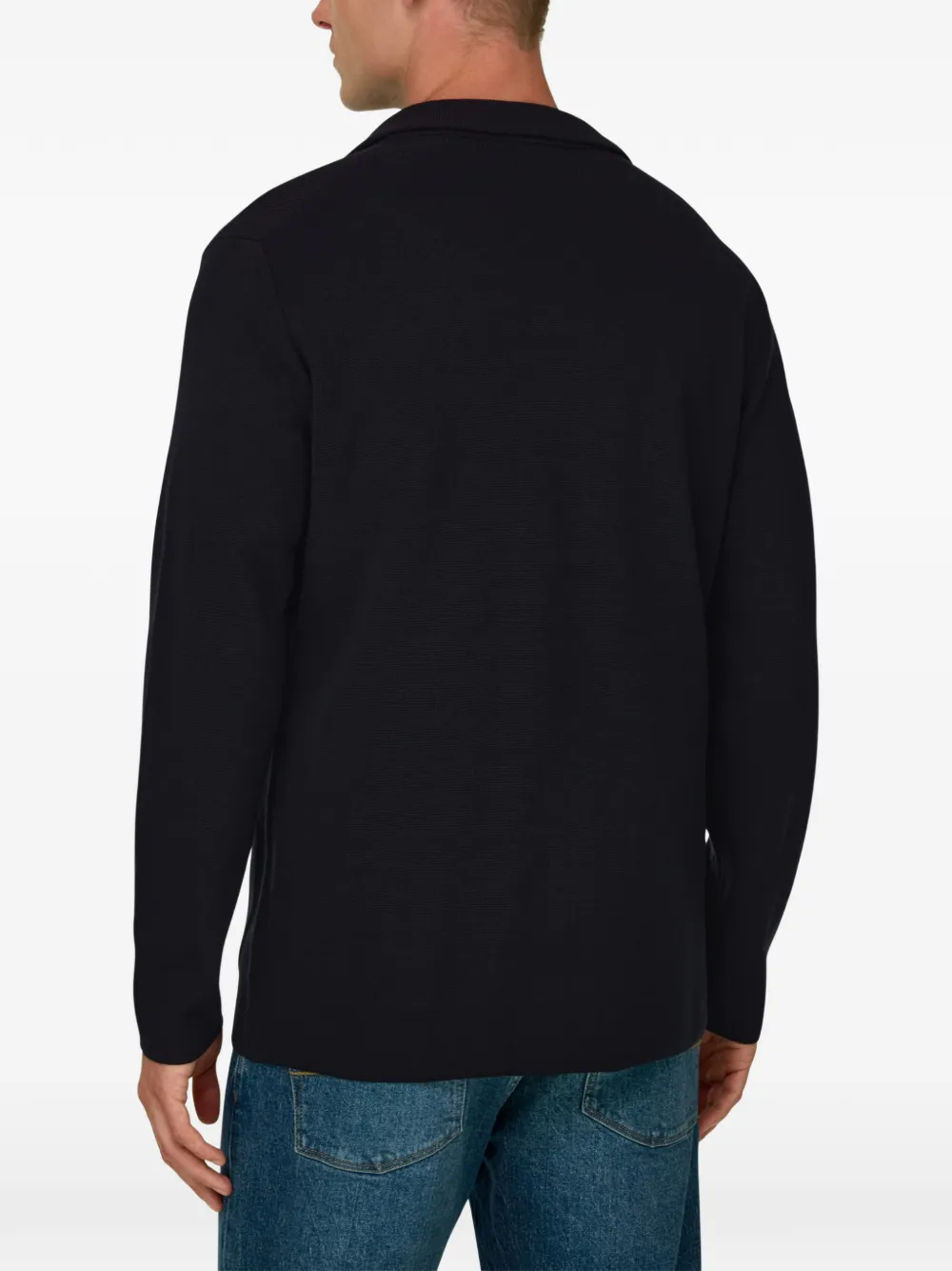 Boggi Milano Gebreid jack van extrafijne merinowol Blauw