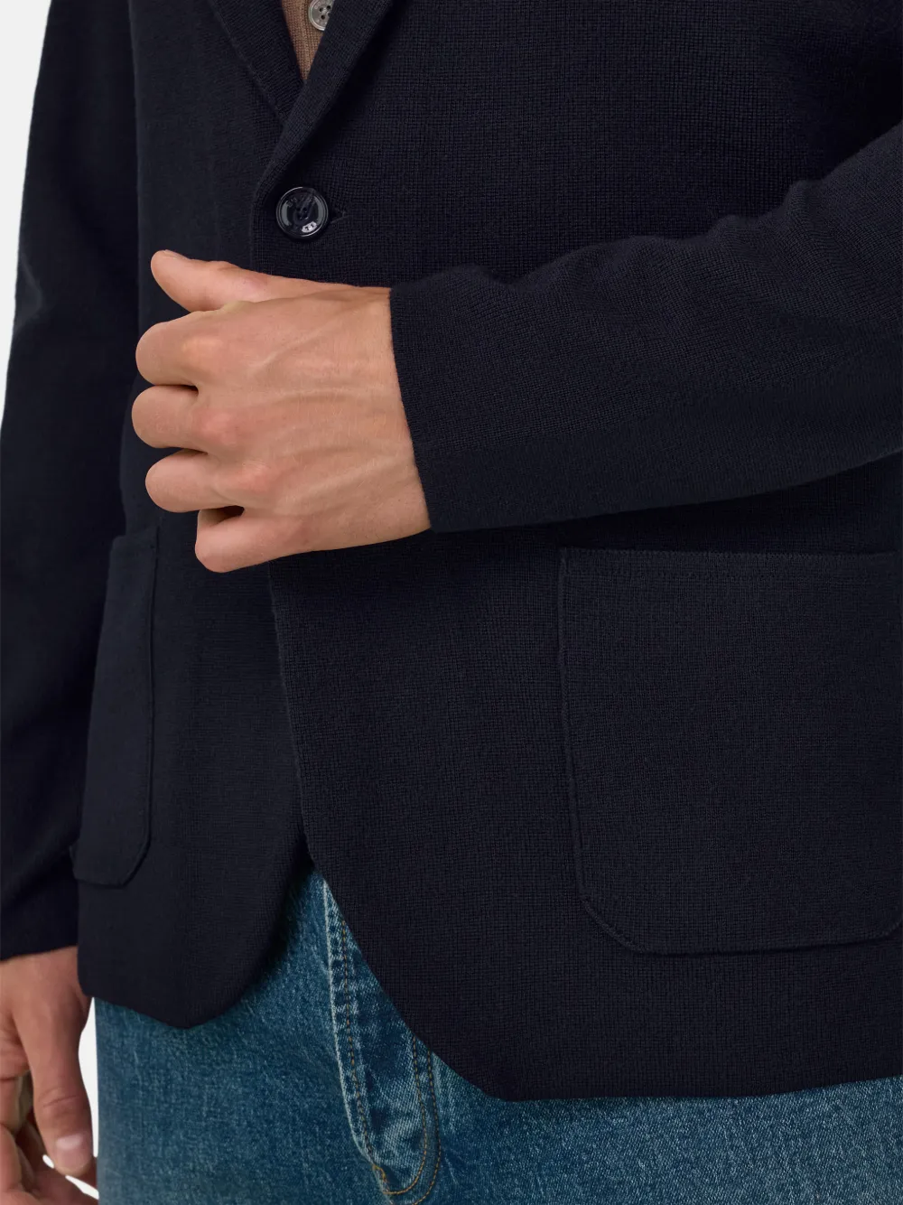 Boggi Milano Gebreid jack van extrafijne merinowol Blauw