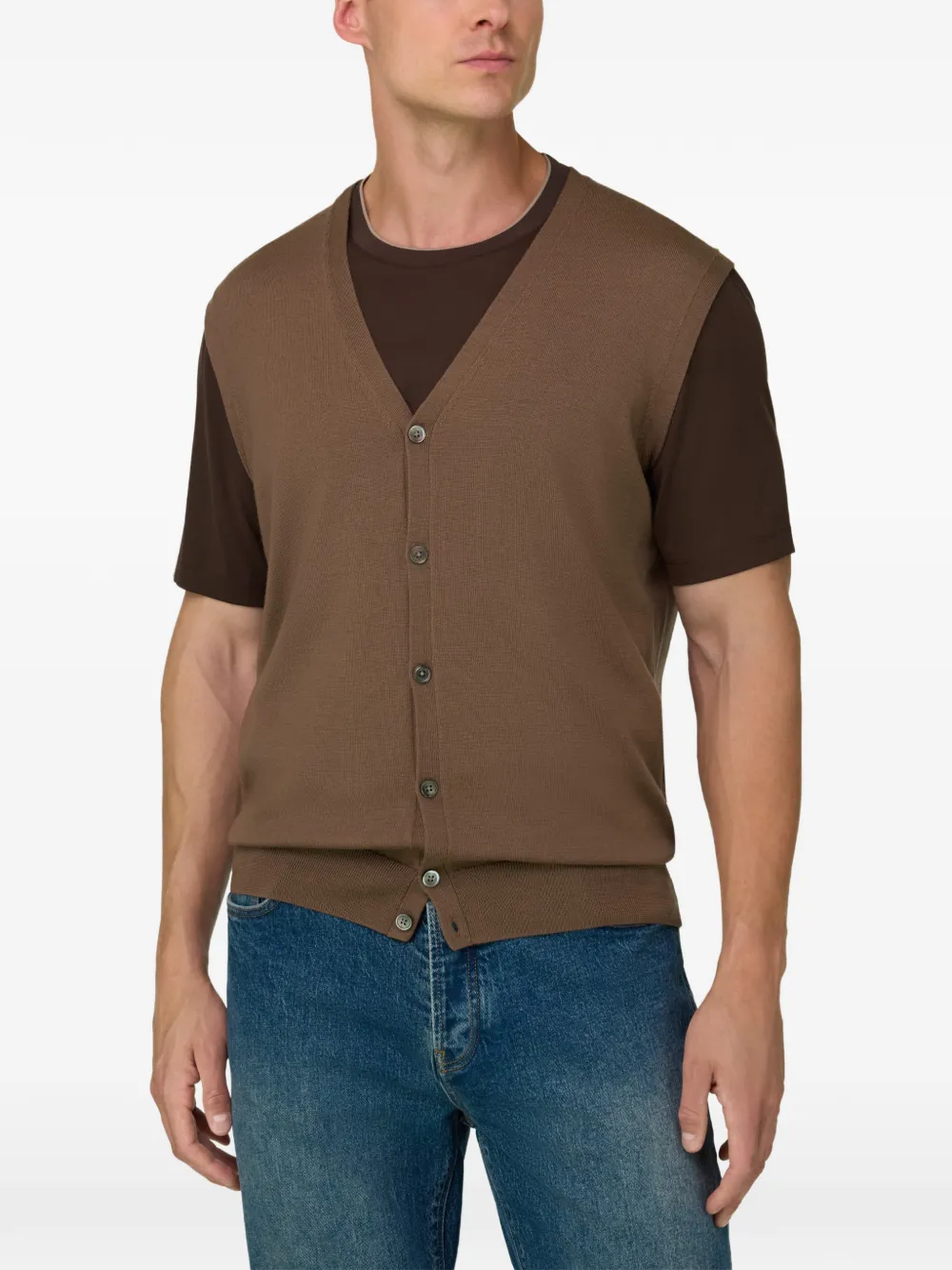 Boggi Milano Gilet van merinowol Bruin