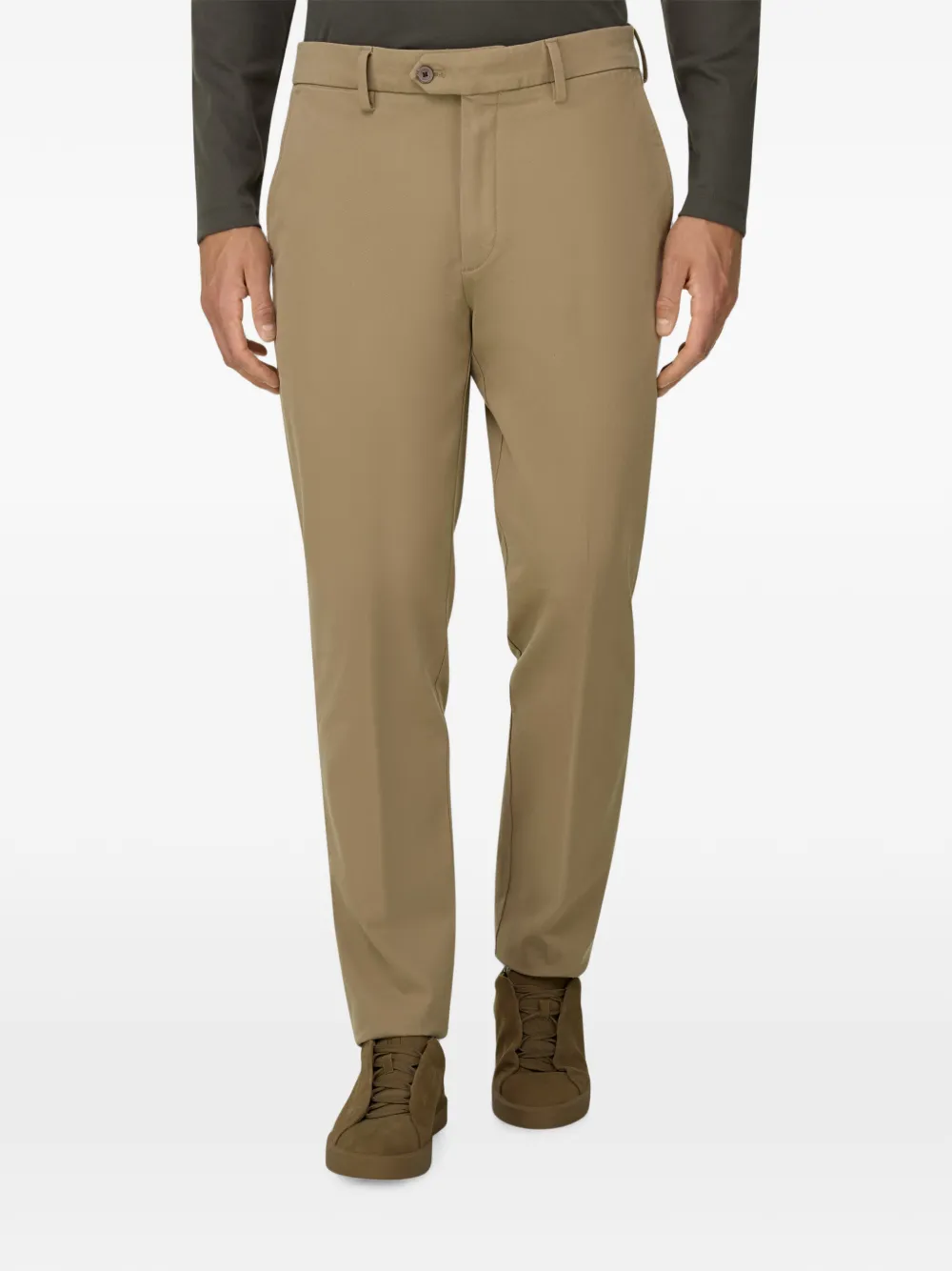 Boggi Milano Broek van stretchkatoen en Tencel -modal Beige