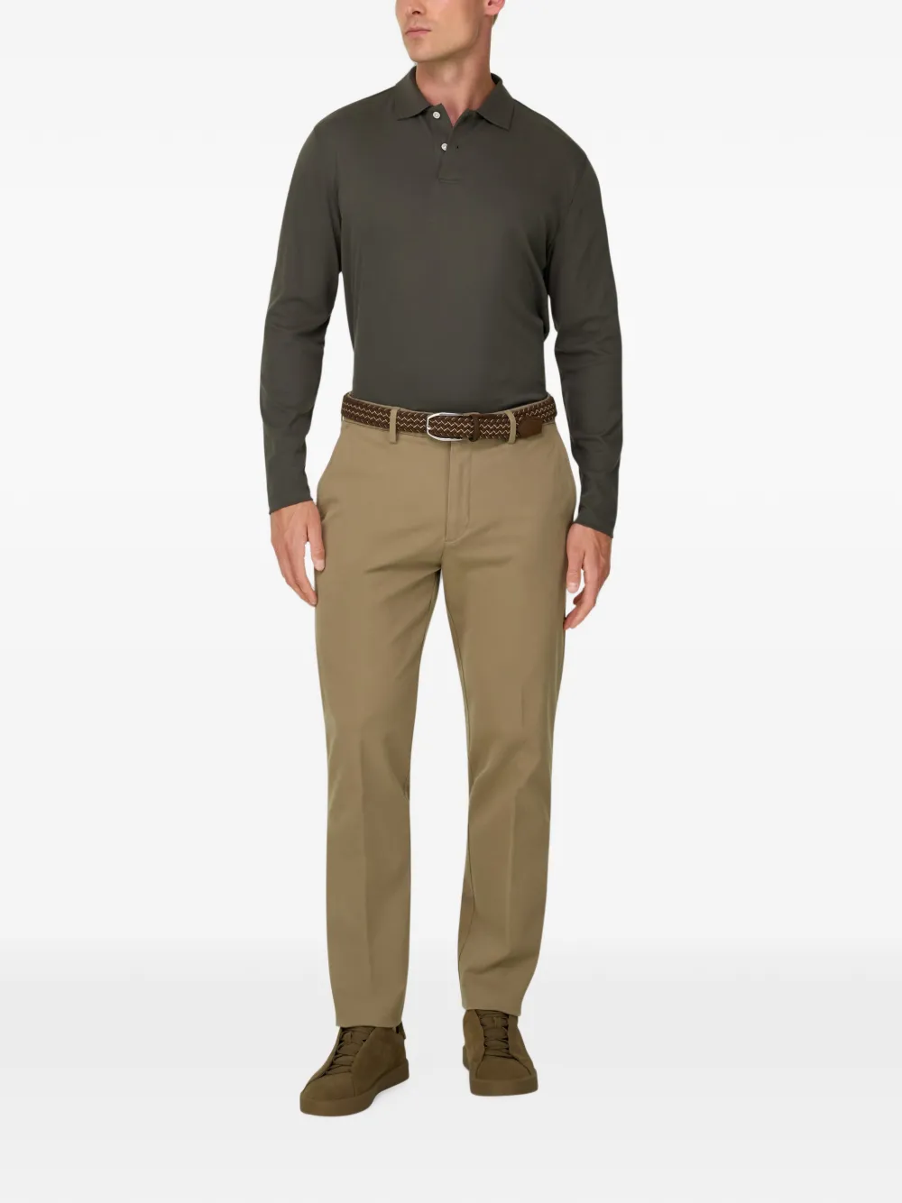 Boggi Milano Broek van stretchkatoen en Tencel -modal Beige