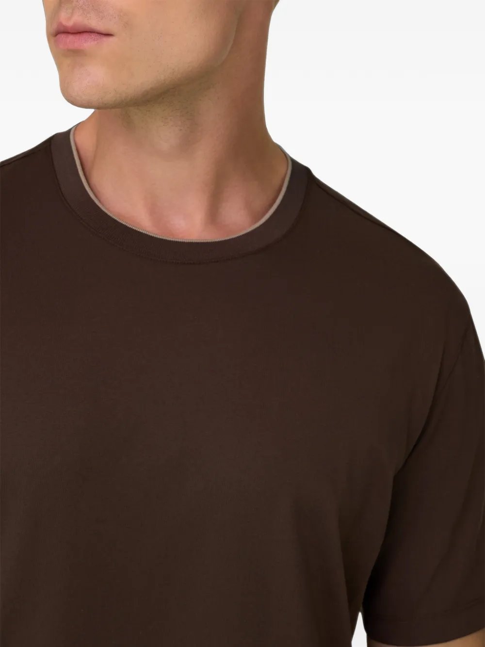 Boggi Milano T-shirt van katoen en zijden jersey Bruin