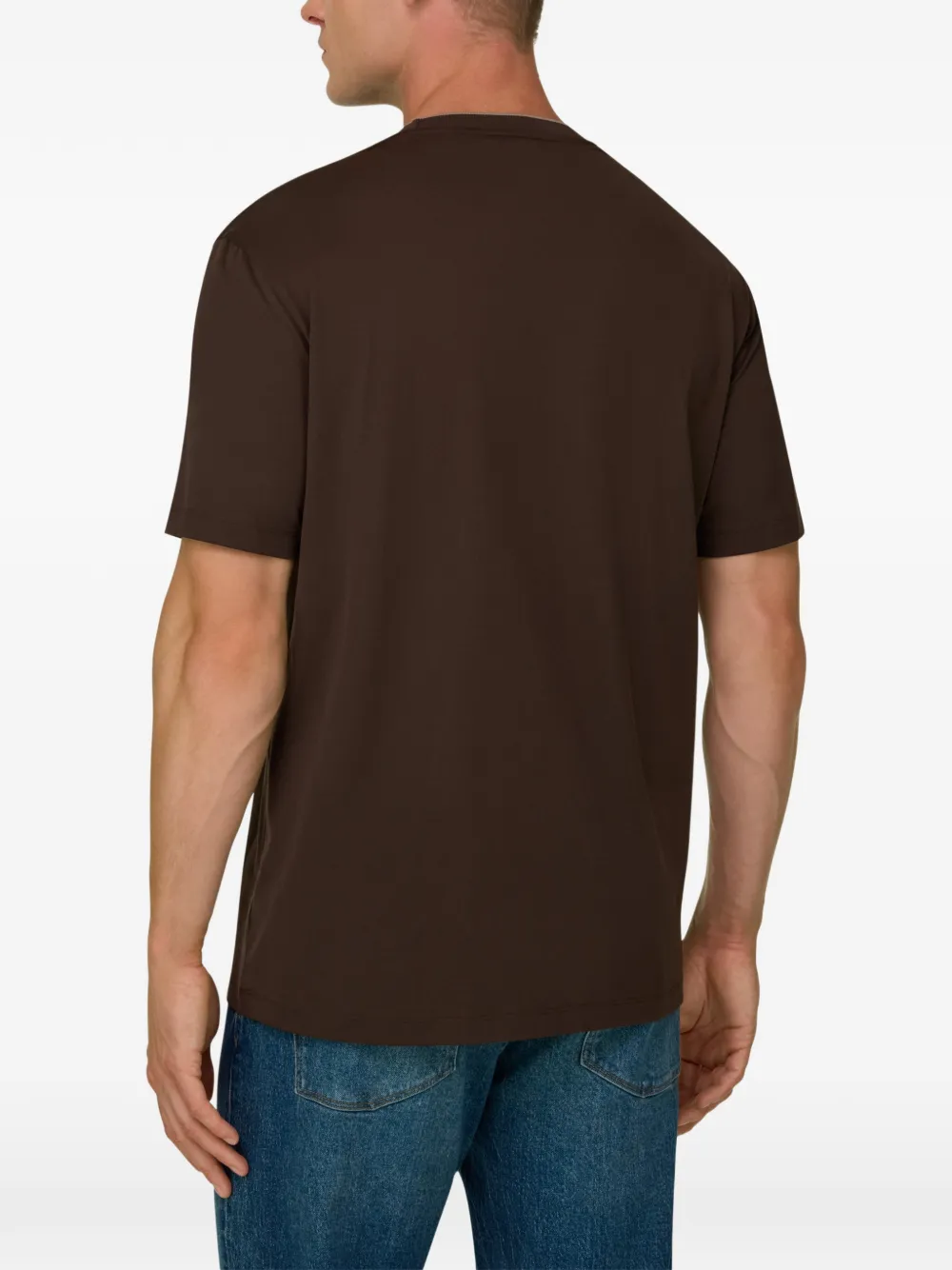 Boggi Milano T-shirt van katoen en zijden jersey Bruin