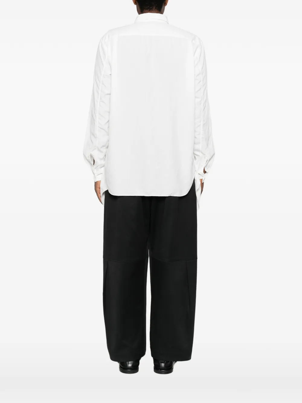 Comme des Garçons Homme Plus Blouse met gedrapeerd detail en striksluiting Wit