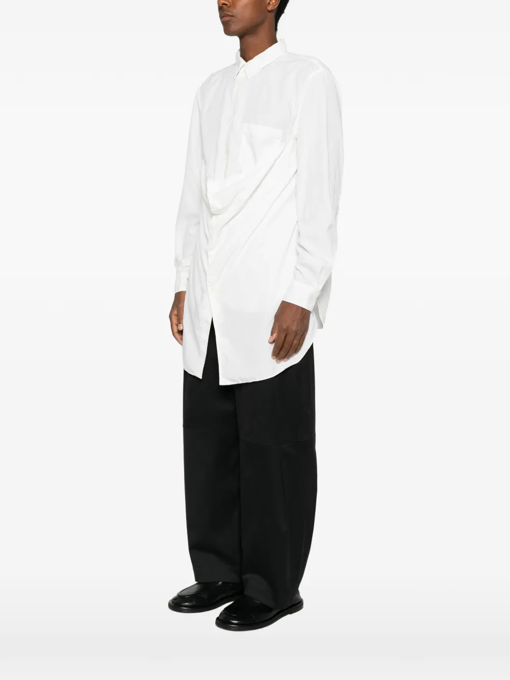 Comme des Garçons Homme Plus Blouse met gedrapeerd detail en striksluiting Wit