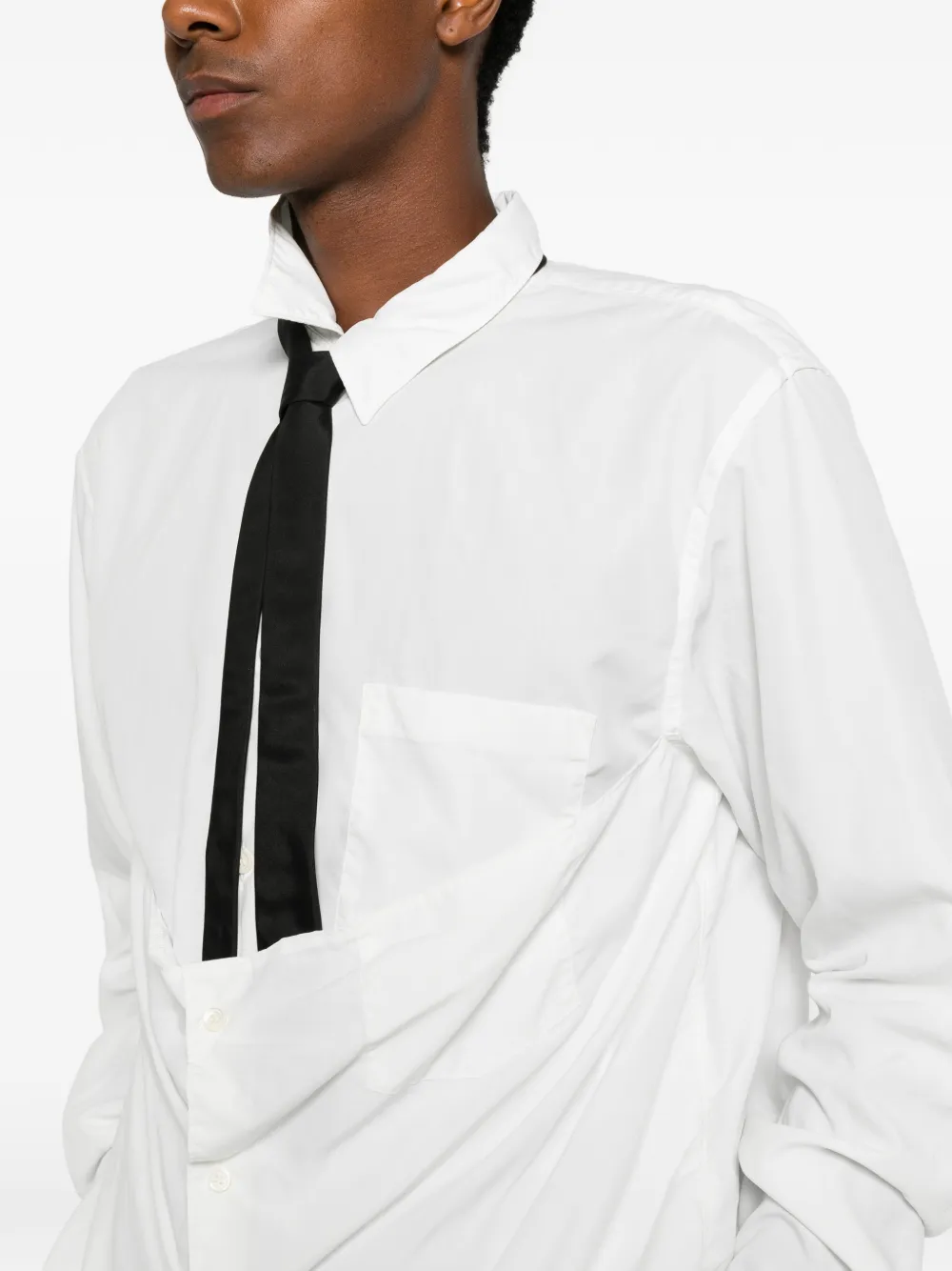 Comme des Garçons Homme Plus Blouse met gedrapeerd detail en striksluiting Wit