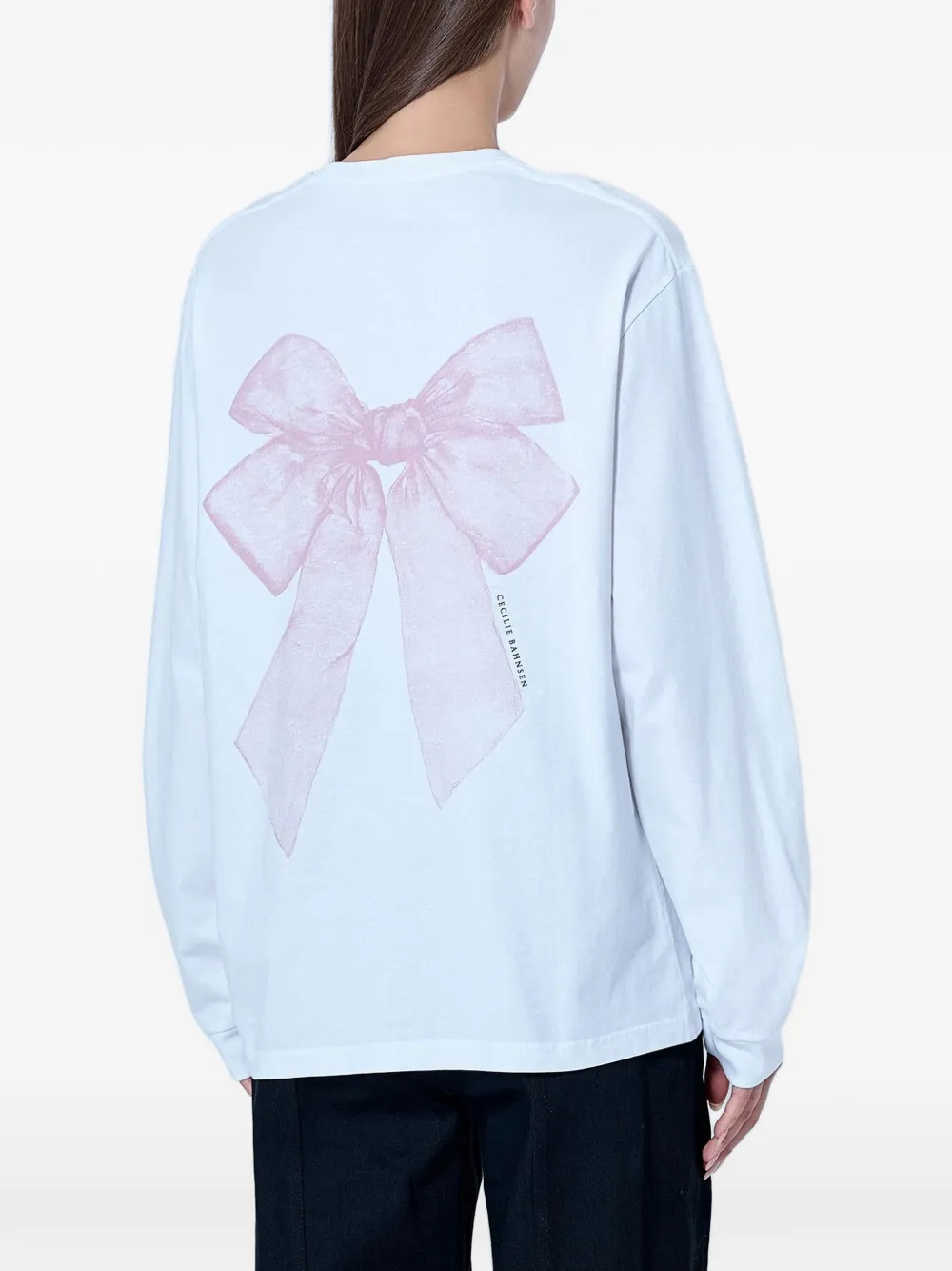 Cecilie Bahnsen bow-print long-sleeve T-shirt Wit