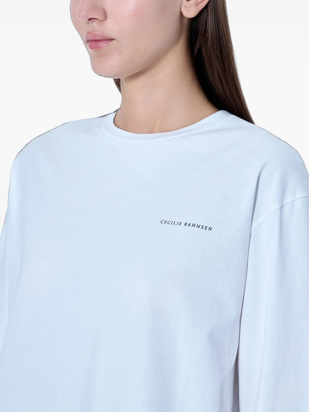 Cecilie Bahnsen bow-print long-sleeve T-shirt Wit