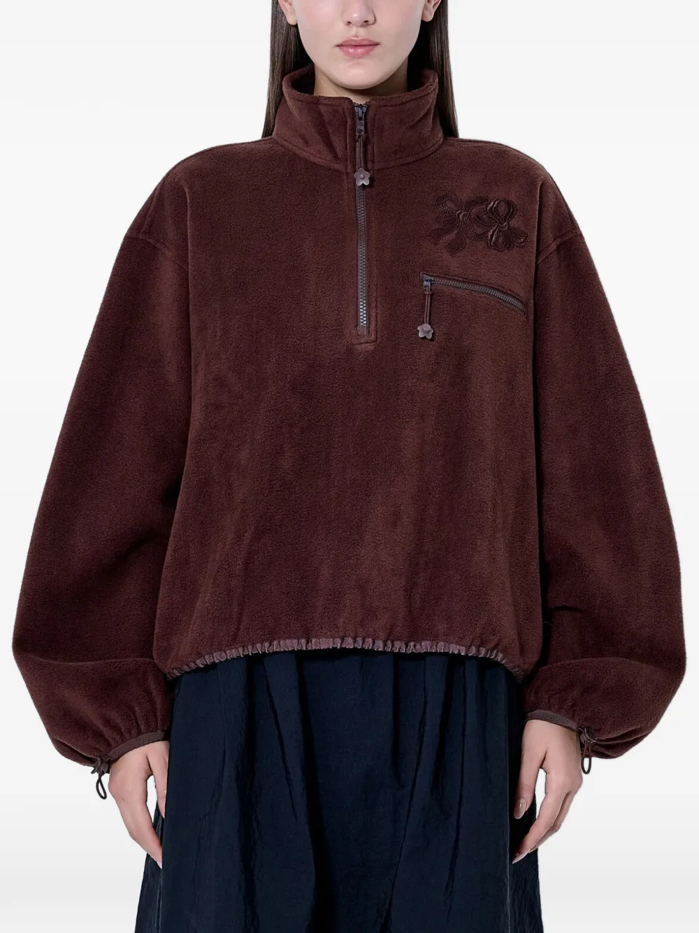 Cecilie Bahnsen bow-embroidered fleece sweater