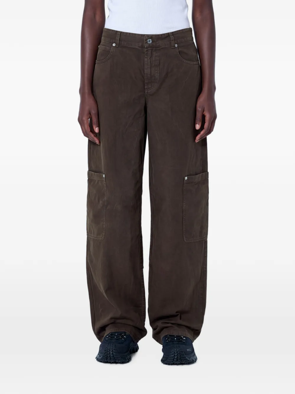 Moncler Patch-pocket Trousers In Brown