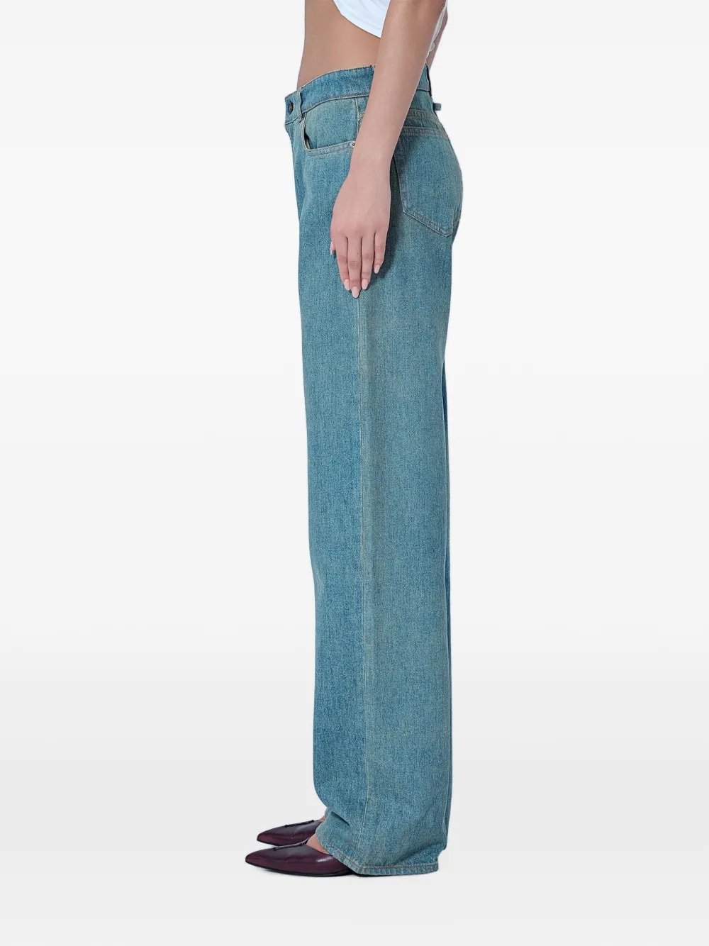 Jean Paul Gaultier Jeans met wijde pijpen en print Blauw