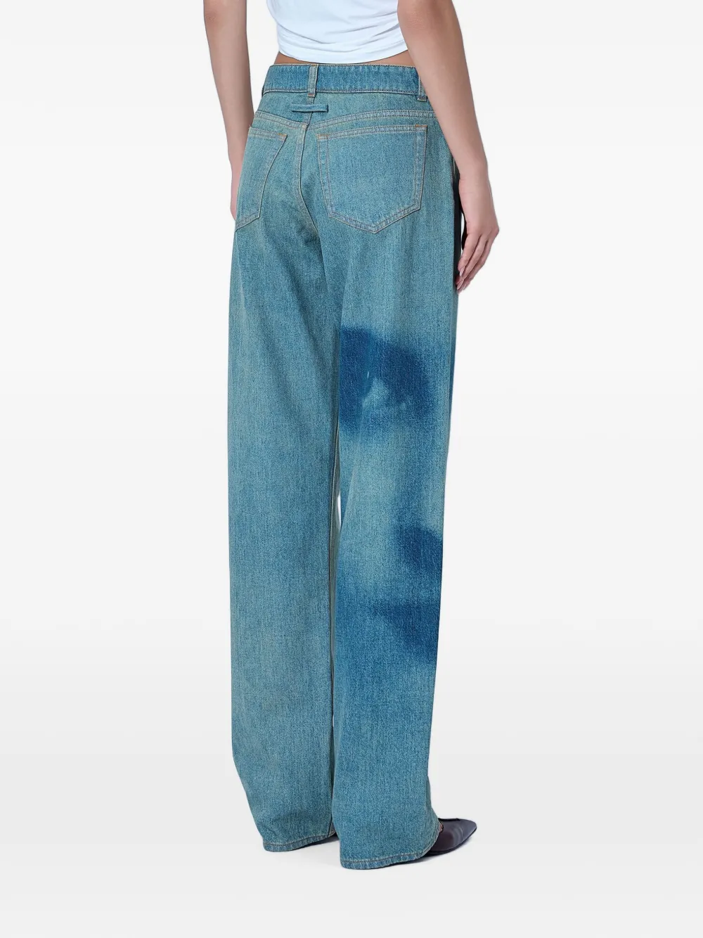 Jean Paul Gaultier Jeans met wijde pijpen en print Blauw