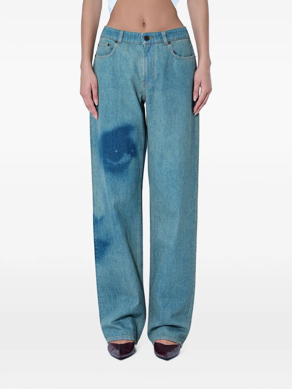 Jean Paul Gaultier graphic-print wide-leg jeans - Blu