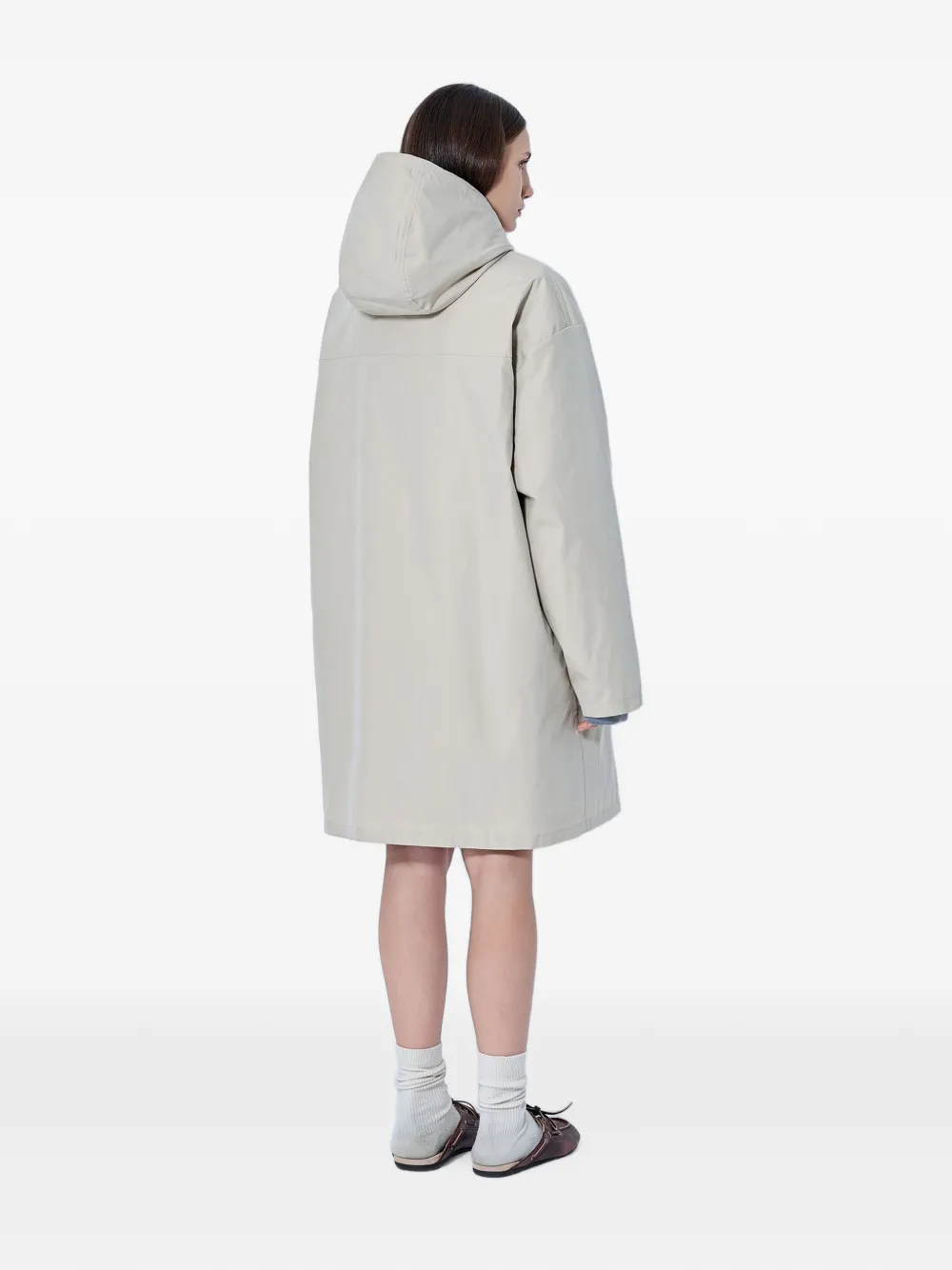 Miu Panama katoenen en fleece jack met enkele rij knopen Beige