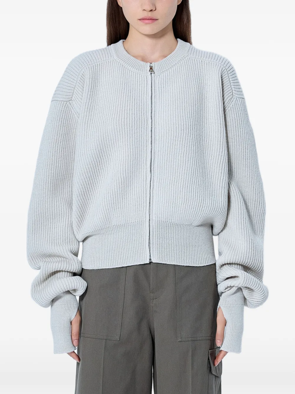 Rier Ribgebreid vest Grijs