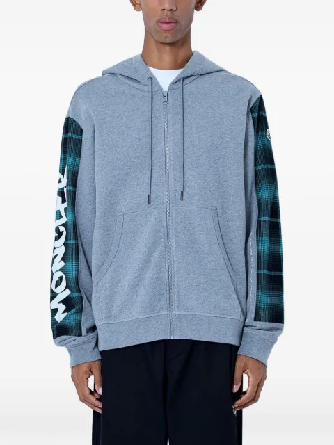Moncler X 프라그먼트 플레이드 패널 로고 프린트 후디