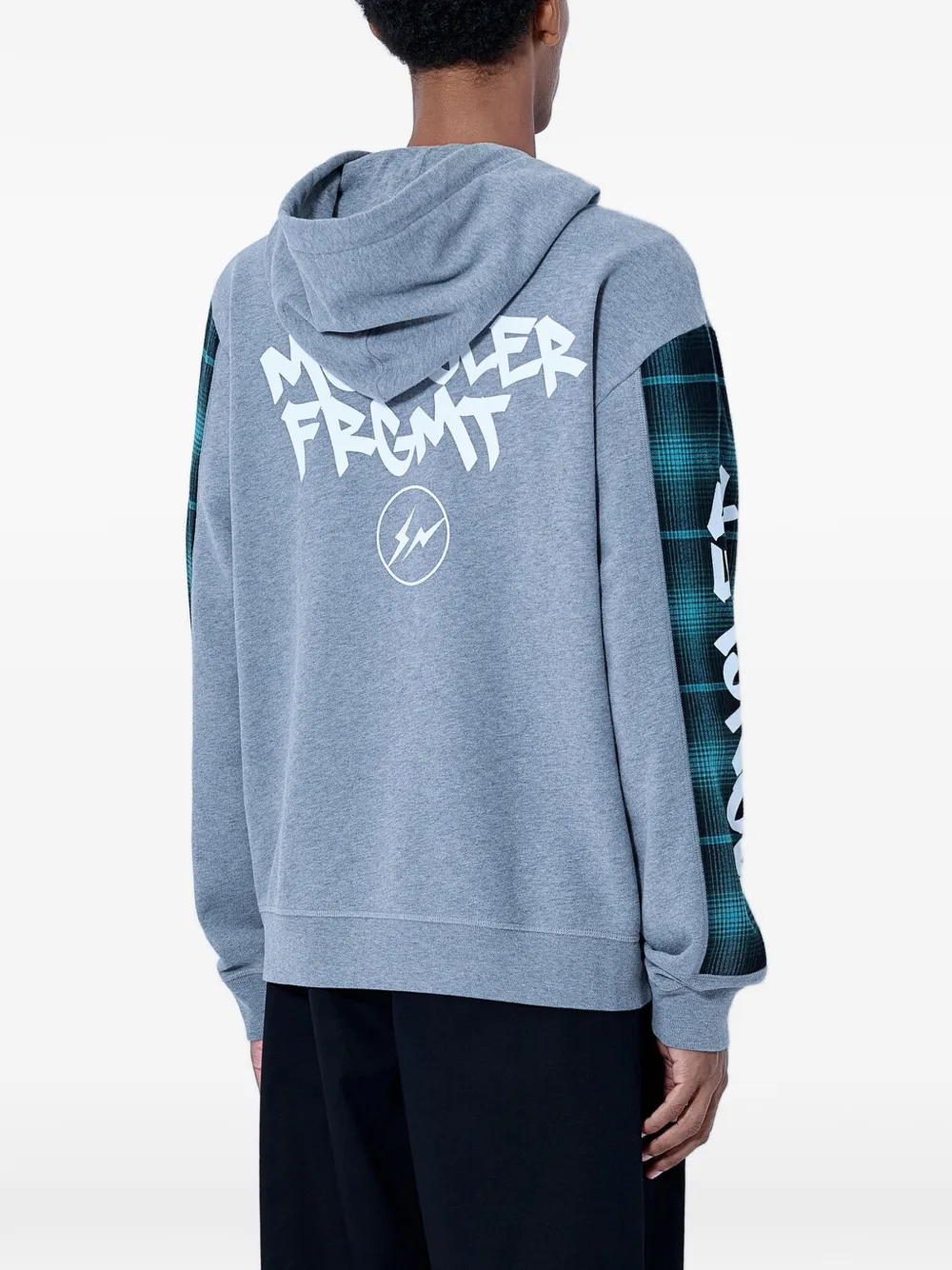 Moncler x Fragment hoodie met geruit vlak en logo-print Grijs