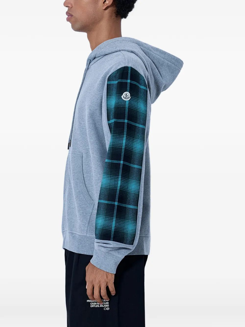 Moncler x Fragment hoodie met geruit vlak en logo-print Grijs