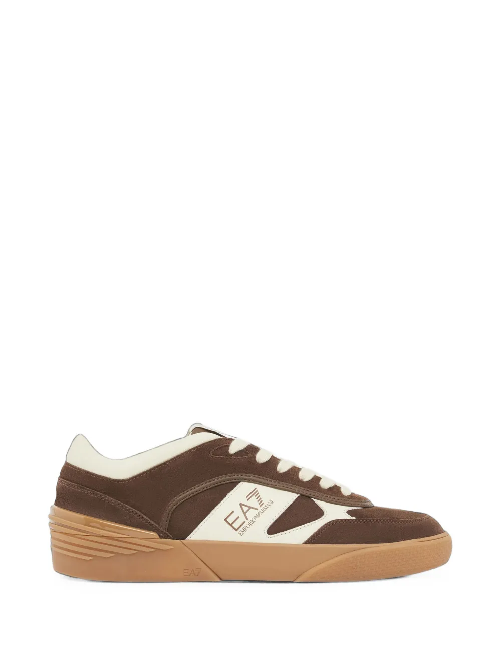 Ea7 Emporio Armani contrasting-panel leather sneakers in Brown