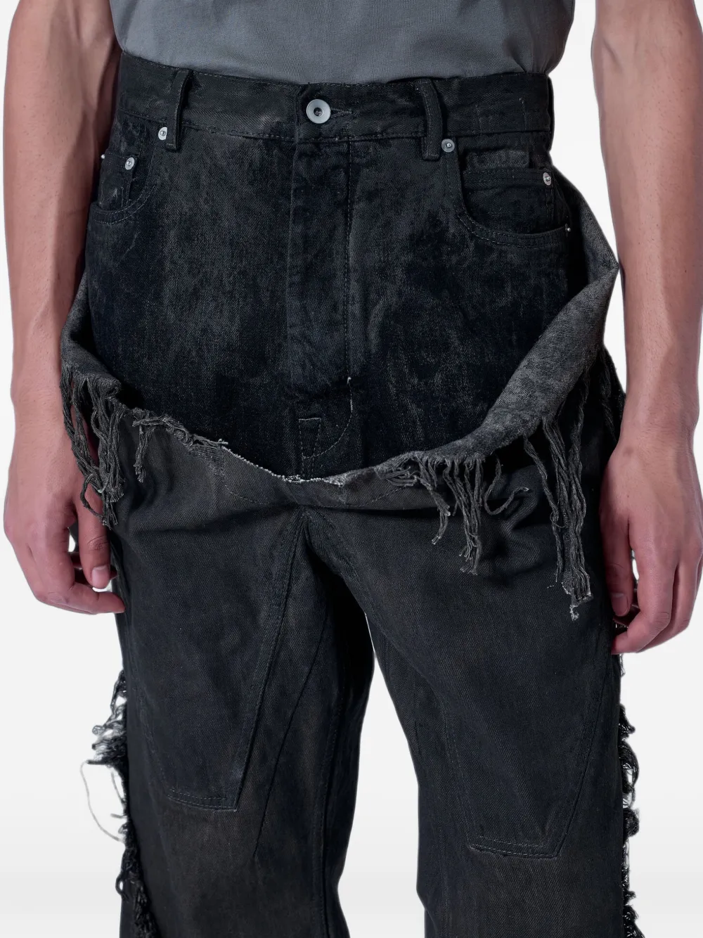 Rick Owens DRKSHDW Gerafelde jeans met onafgewerkte randen Zwart