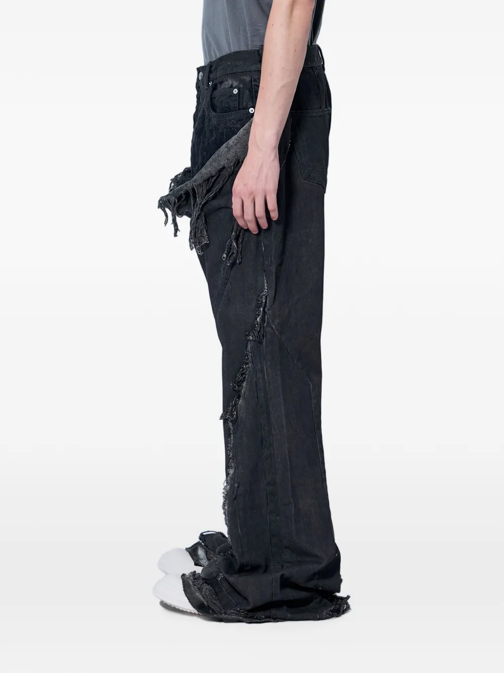 Rick Owens DRKSHDW distressed frayed-edge jeans - Noir