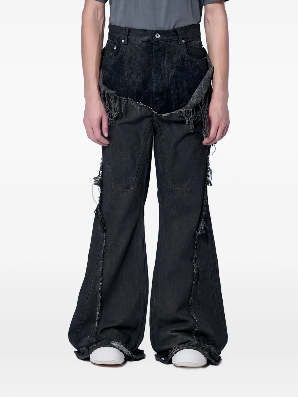 Rick Owens DRKSHDW Gerafelde jeans met onafgewerkte randen Zwart
