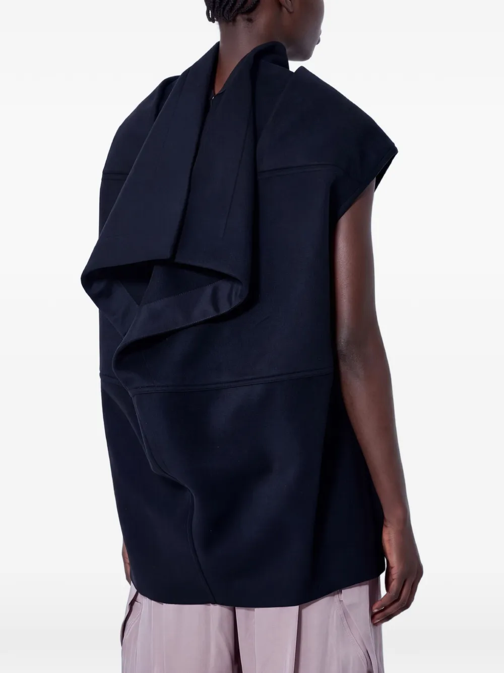 Rick Owens Pelican gedrapeerde top met hoge hals Zwart